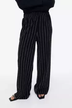 Трикотажные брюки на резинке H&M, черный