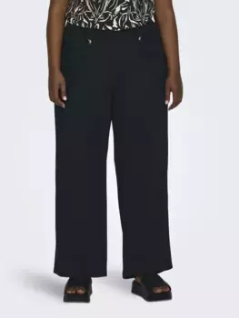Трикотажные брюки ONLY CARMAKOMA "CARSANIA BUTTON PANT JRS PNT NOOS", черный