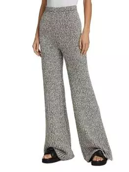 Трикотажные брюки Proenza Schouler из букле в крапинку, чёрный/белый