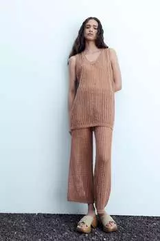 Трикотажные брюки пуантель ZARA, земля