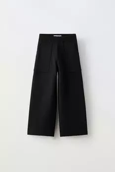 Трикотажные брюки с карманами ZARA, черный