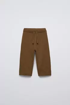 Трикотажные брюки с печатками ZARA, хаки