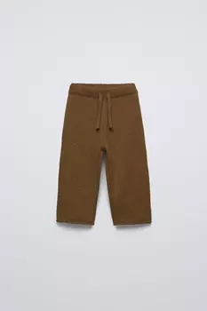Трикотажные брюки с печатками ZARA, хаки