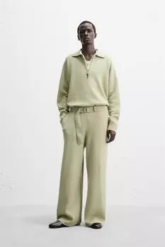 Трикотажные брюки с поясом nanushka x zara ZARA, цвет washed green