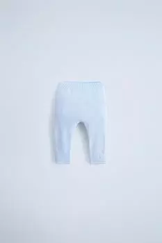 Трикотажные брюки с вышивкой в виде пальмы ZARA, цвет Pastel blue