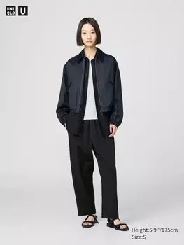 Трикотажные брюки со сборками Uniqlo, черный
