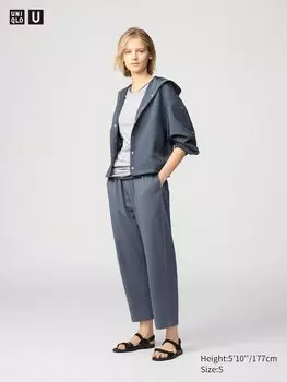 Трикотажные брюки со сборками Uniqlo, серый