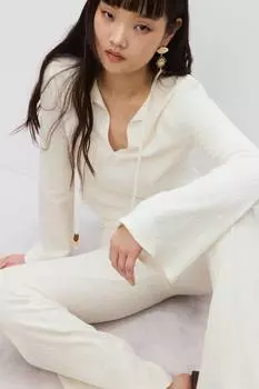 Трикотажные брюки со структурой H&M, бежевый