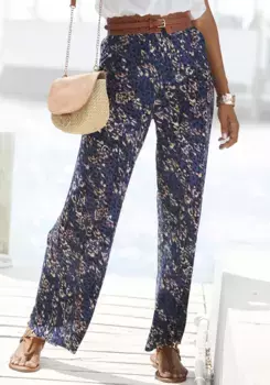 Трикотажные брюки Vivance с принтом по всей поверхности, удобные летние брюки широкого кроя, пляжные брюки, розовый