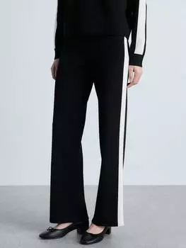 Трикотажные брюки в боковую полоску от comox Mango, черный/белый