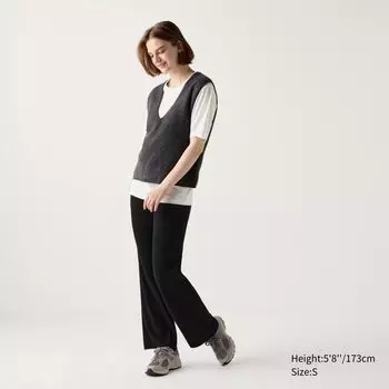 Трикотажные брюки в рубчик (длинные) UNIQLO, черный