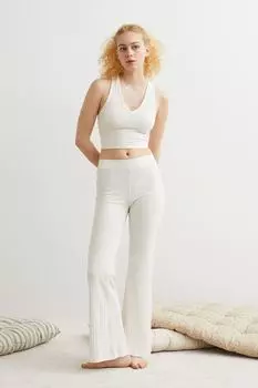 Трикотажные брюки в рубчик H&amp;M, сливочный