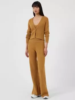 Трикотажные брюки в рубчик с металлизированной нитью French Connection Nella, золотистый/коричневый