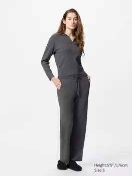 Трикотажные брюки в рубчик Uniqlo, цвет 07 серый