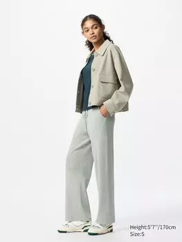 Трикотажные брюки в рубчик Uniqlo, цвет 52 зеленый