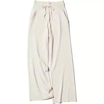 Трикотажные брюки в рубчик UNIQLO, светло-бежевые