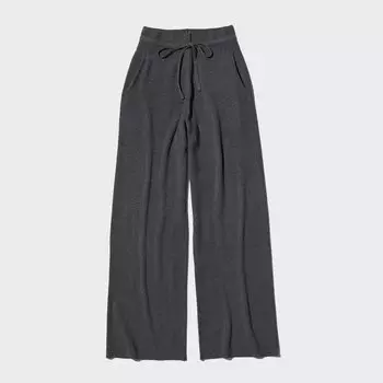 Трикотажные брюки в рубчик UNIQLO, темно-серый