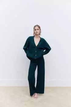 Трикотажные брюки ZARA, голубой