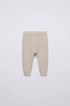 Трикотажные брюки ZARA, светло-бежевый