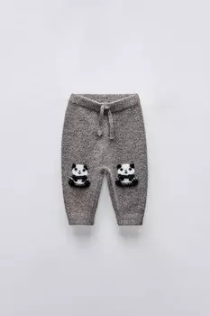 Трикотажные джоггеры panda ZARA, коричневый мергель