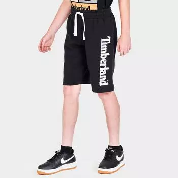 Трикотажные флисовые шорты Timberland с логотипом для мальчиков, черный