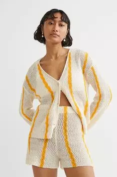 Трикотажные хлопковые шорты H&M, белый/полосатый