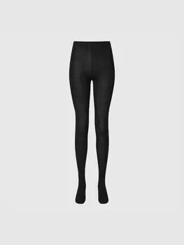 Трикотажные колготки в рубчик heattech Uniqlo, черный