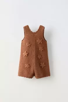Трикотажные комбинезоны с цветочным узором ZARA, цвет chocolate