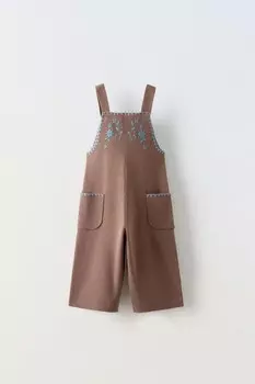 Трикотажные комбинезоны с вышивкой ZARA, коричневый