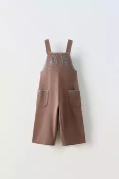 Трикотажные комбинезоны с вышивкой ZARA, коричневый