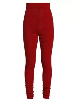 Трикотажные леггинсы Balmain с высокой талией, rouge