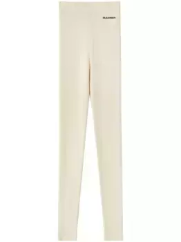 Трикотажные леггинсы с нашивкой-логотипом JIL SANDER, нейтральный