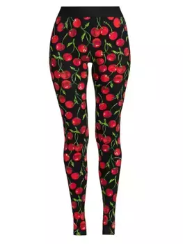 Трикотажные леггинсы с вишневым принтом Dolce&Gabbana, цвет ciliegie nero