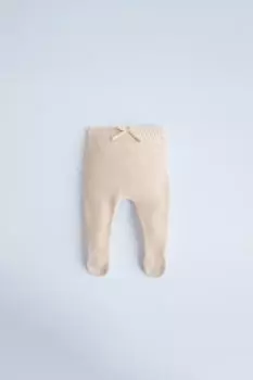 Трикотажные леггинсы с завязанными деталями ZARA, светло-розовый