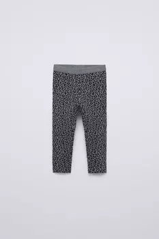 Трикотажные леггинсы с животным принтом ZARA, серый