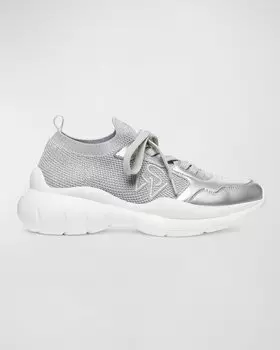 Трикотажные низкие кеды 5050 с эффектом металлик Stuart Weitzman, цвет Grey/Silver