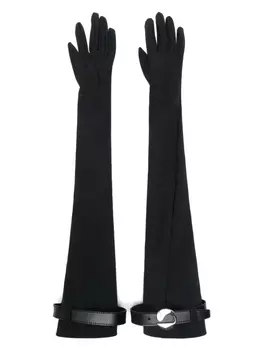 Трикотажные перчатки с логотипом на поясе Coperni, черный