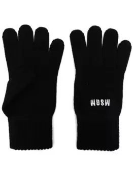 Трикотажные перчатки с вышитым логотипом MSGM, черный