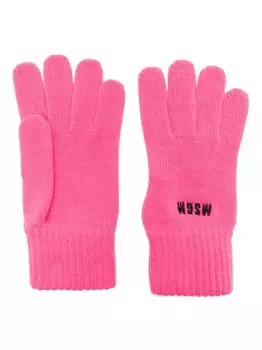 Трикотажные перчатки с вышитым логотипом MSGM, розовый