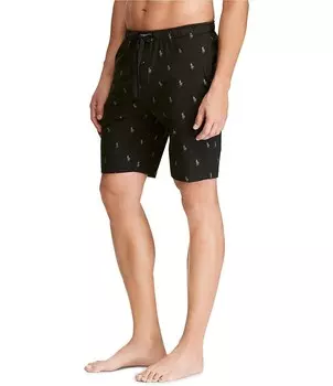 Трикотажные пижамные шорты Polo Ralph Lauren Big & Tall по всей поверхности, черный
