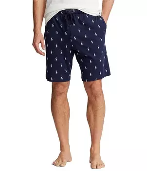 Трикотажные пижамные шорты Polo Ralph Lauren Big & Tall по всей поверхности, синий