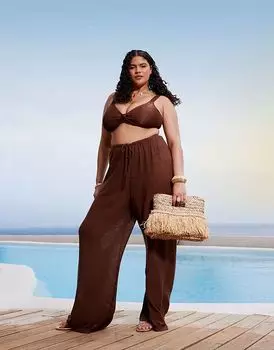 Трикотажные пляжные брюки South Beach Curve коричневого цвета