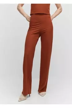 Трикотажные широкие брюки Mango, коричневый
