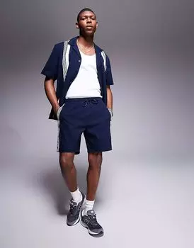 Трикотажные шорты Alma De Ace с полосками и логотипом в темно-синем цвете