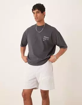 Трикотажные шорты ASOS DESIGN с принтом серого меланжевого цвета