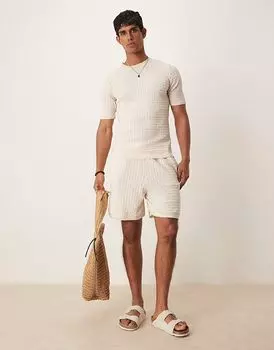 Трикотажные шорты ASOS DESIGN в кремовом цвете