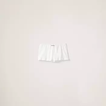 Трикотажные шорты-боксеры в рубчик Miu Miu, белый