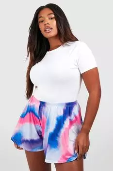 Трикотажные шорты из джерси с принтом tie dye plus Boohoo, фиолетовый