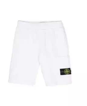 Трикотажные шорты с фирменным значком Stone Island, белый