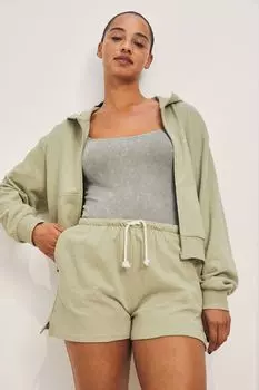 Трикотажные шорты с вышивкой H&amp;M, ярко-зеленый шалфей